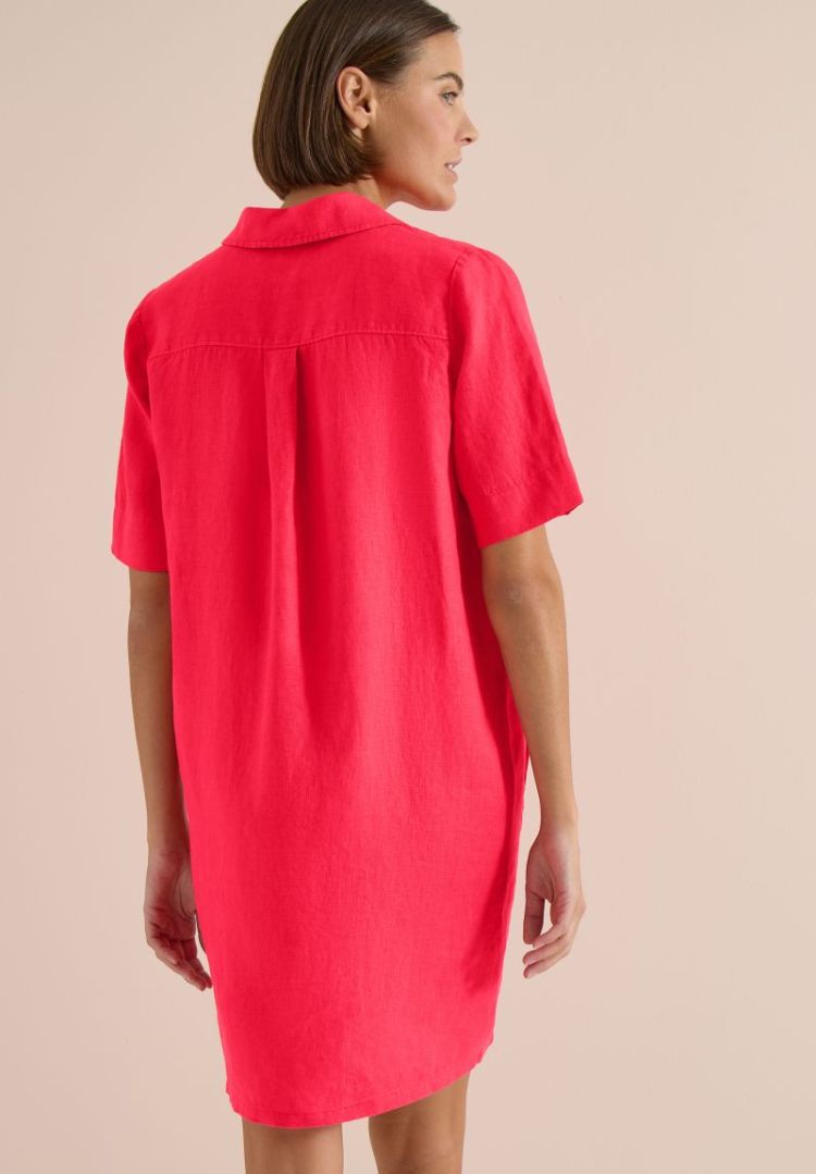 Linnen knielange jurk 17326 fresh red