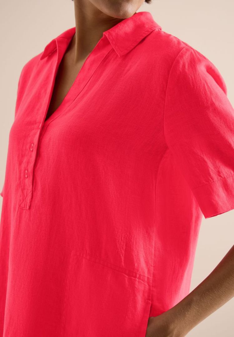 Linnen knielange jurk 17326 fresh red