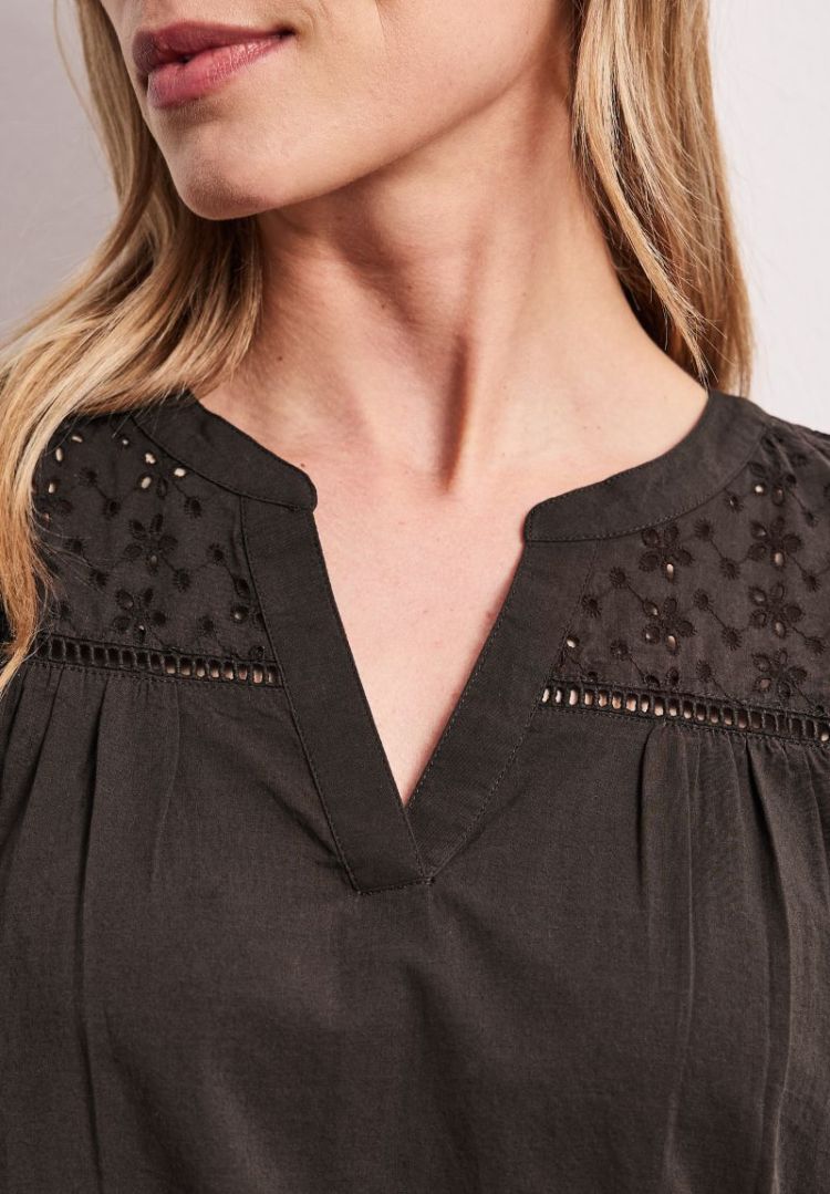 Blousetop met gespleten hals 17276 espresso