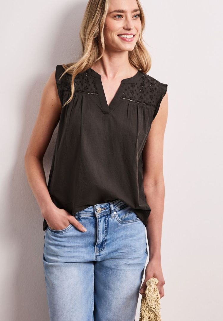 Blousetop met gespleten hals 17276 espresso