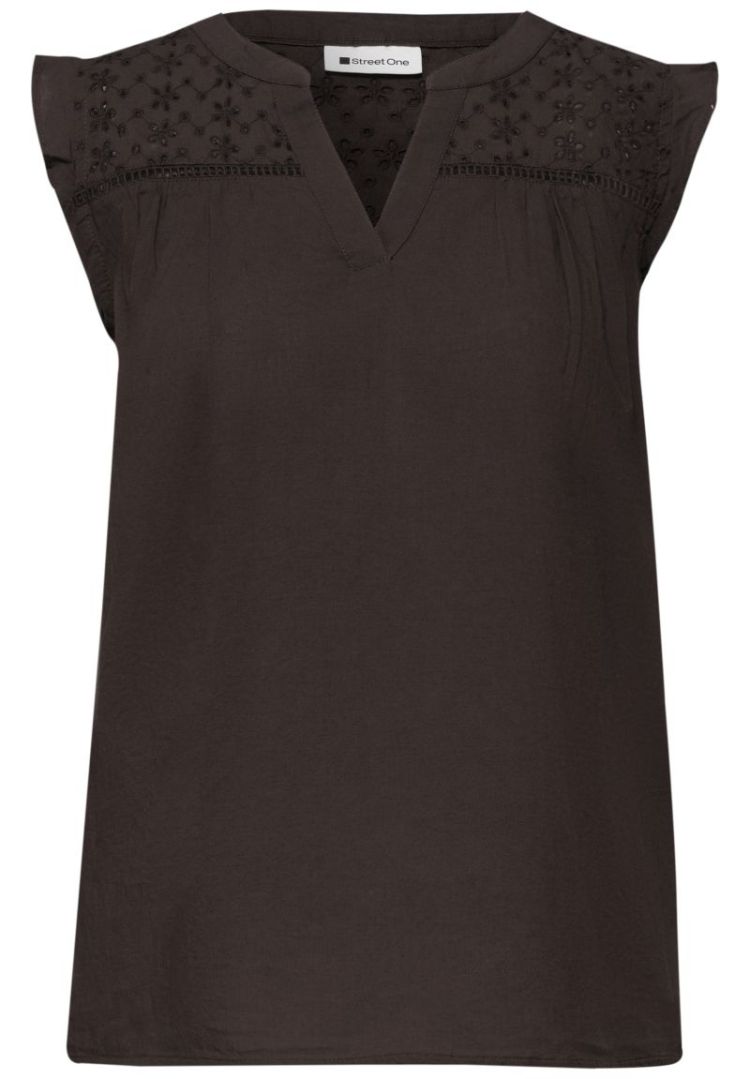 Blousetop met gespleten hals 17276 espresso