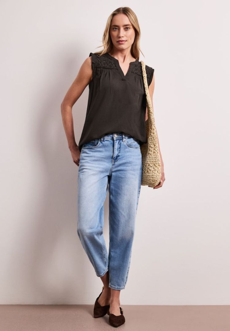 Blousetop met gespleten hals 17276 espresso