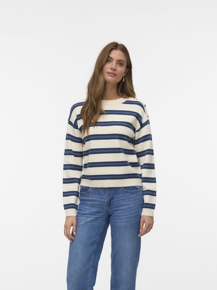 VMGOLD STRIPE LS O-NECK PULLOV 222913001 Birch