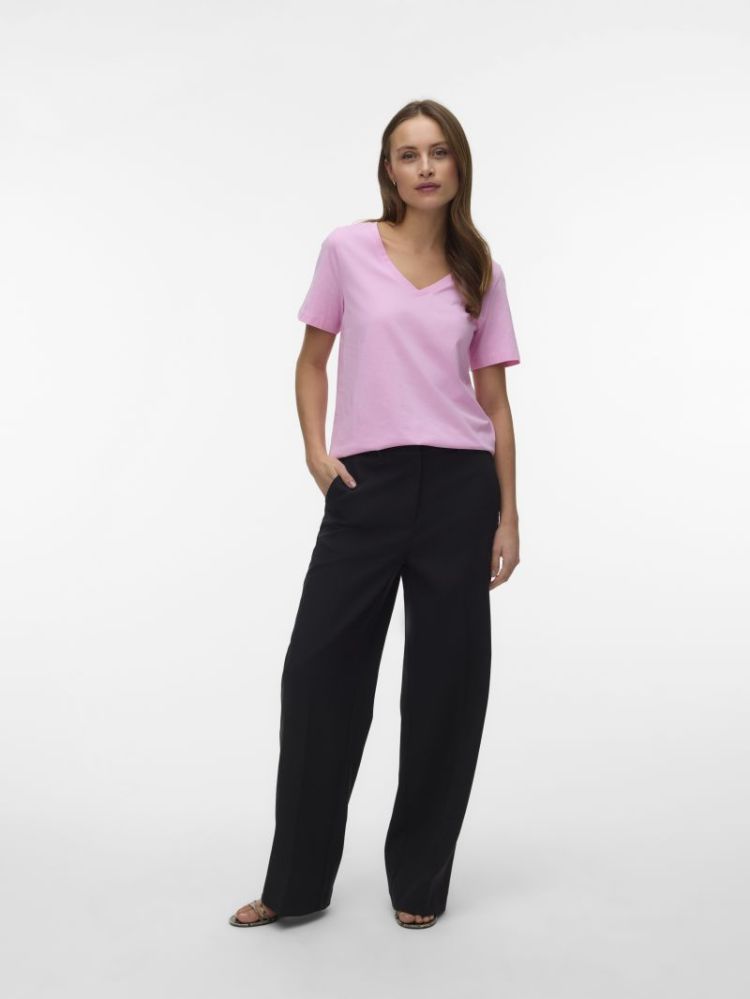 VMPAULINA SS V-NECK T-SHIRT JR 290741 Bonbon