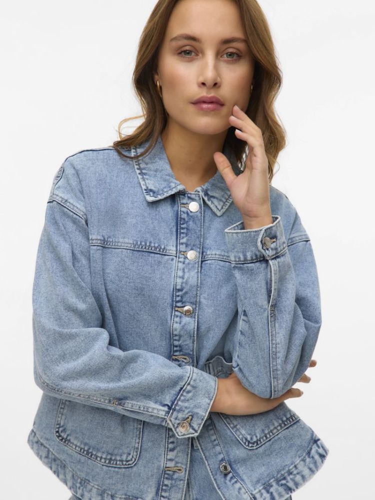 VMJAMIE LS DENIM SHACKET MIX G 178000 Light Bl