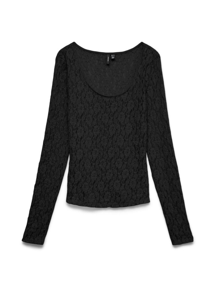 VMFLORA LS 2-WAY LACE TOP JRS 177868 Black