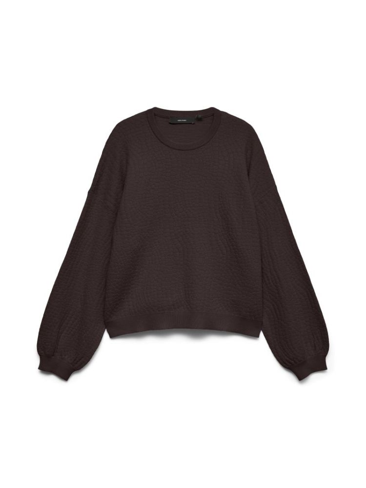 VMNANCY JAQUARD LS O-NECK PULL 297957 Chocolat