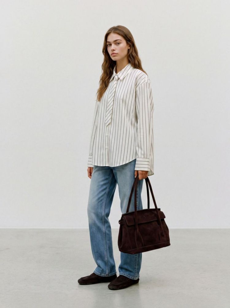 VMANYA LS LOOSE TIE SHIRT WVN 178857002 Cloud