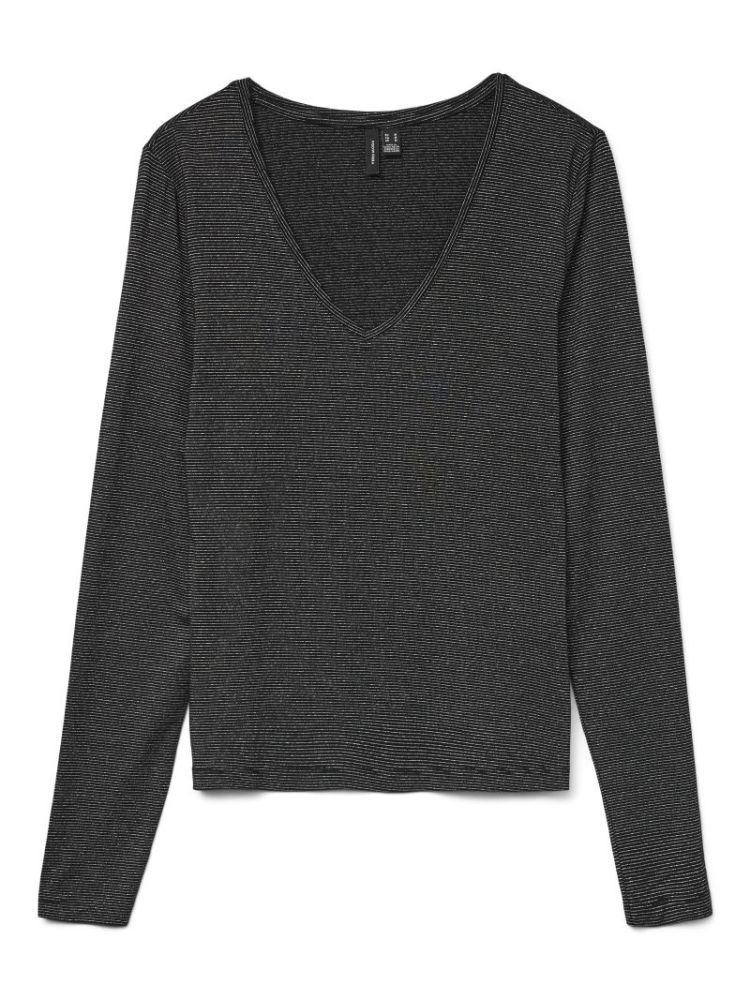 VMLAVA GLITTER LS V-NECK TOP S 177868001 Black
