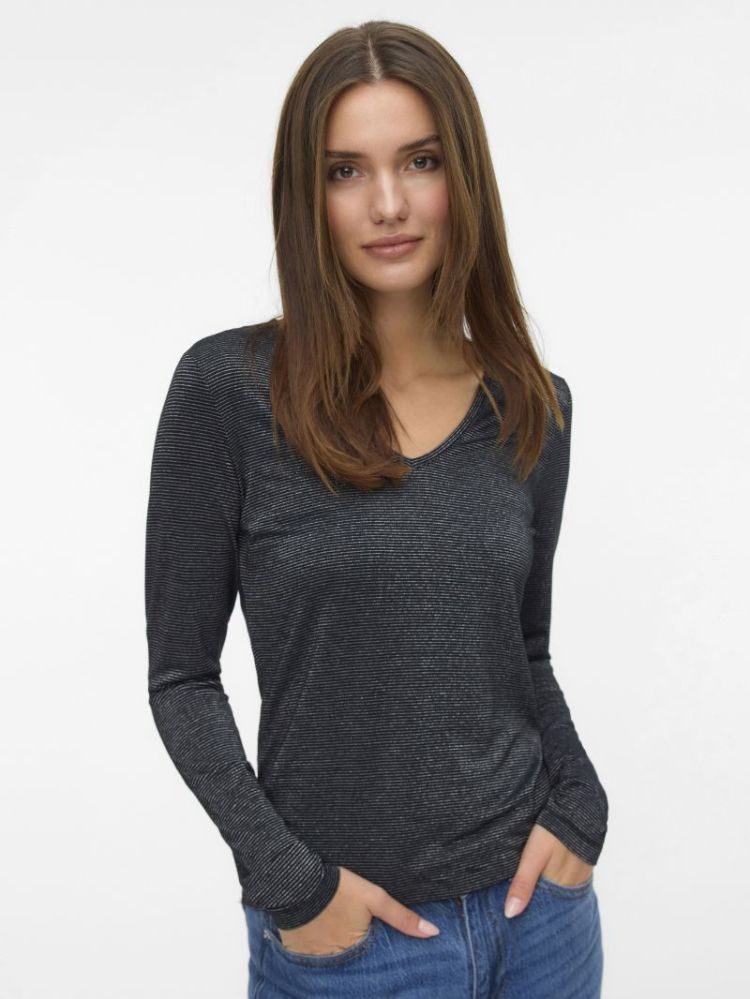 VMLAVA GLITTER LS V-NECK TOP S 177868001 Black